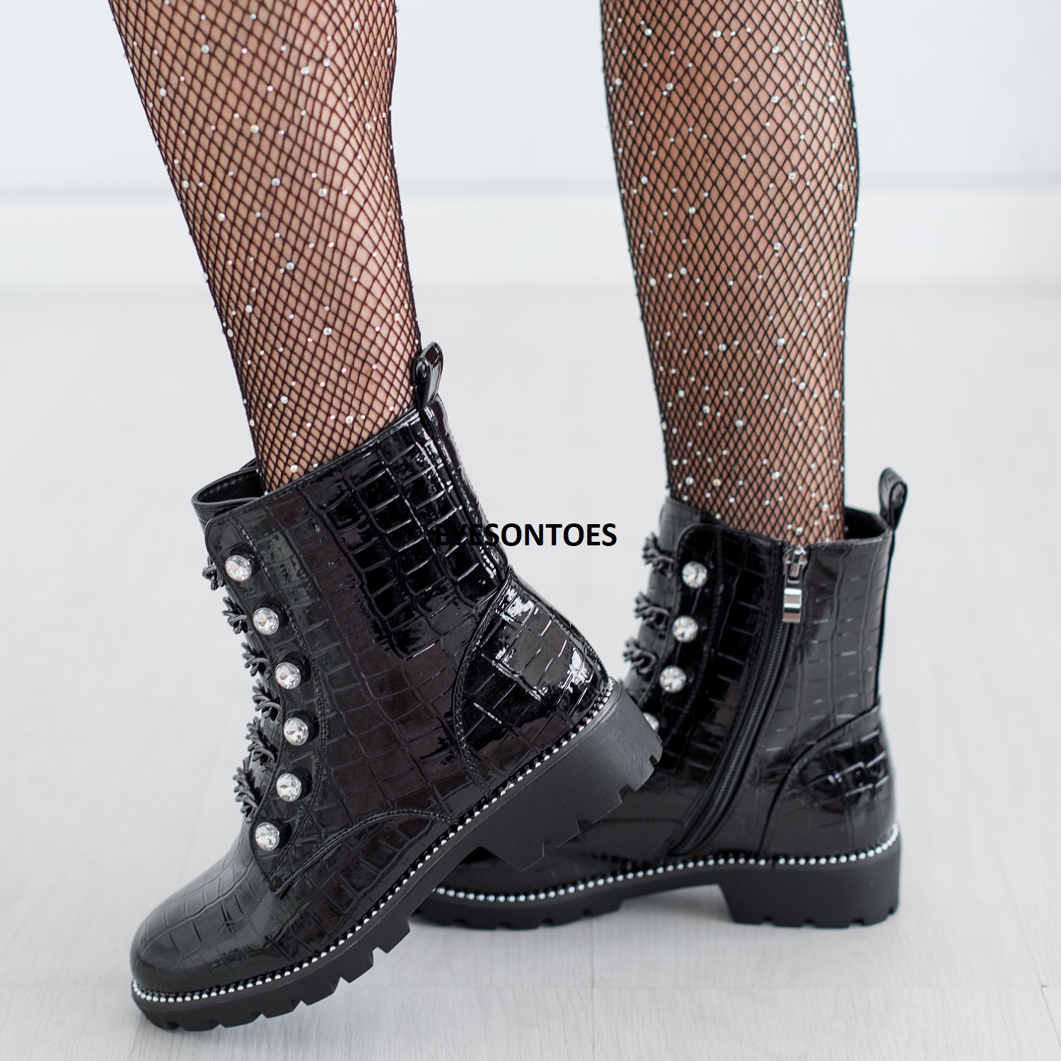 chelsea boots with diamante
